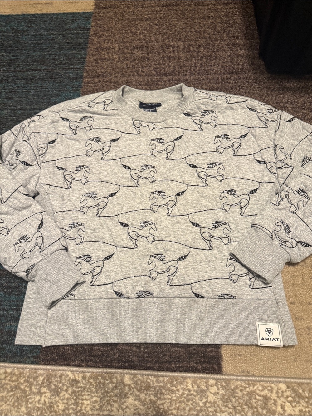 Ariat Light Gray Horse-Print Crewneck Sweatshirt